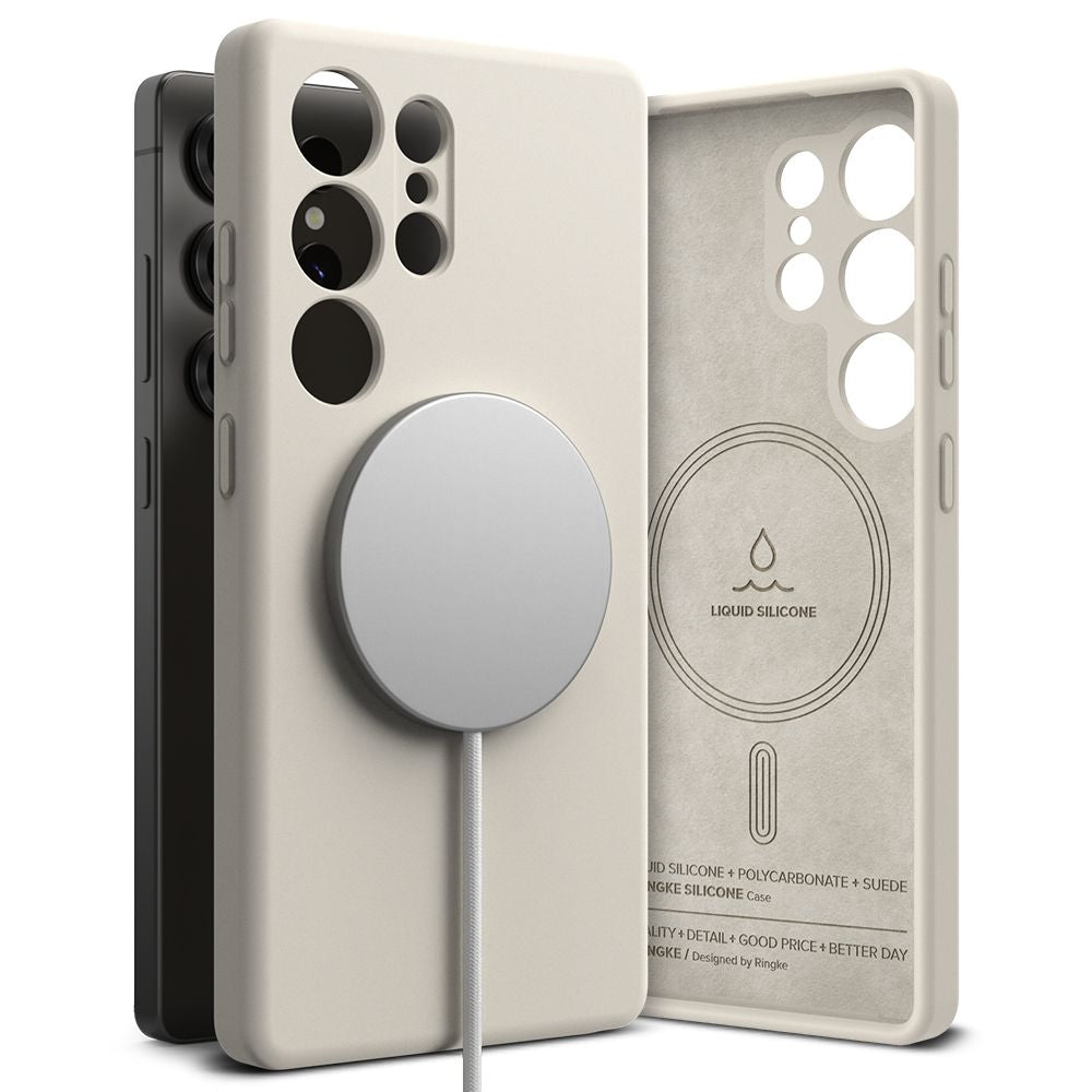 COQUE RINGKE SILICONE MAGNETIQUE MAGSAFE GALAXY S25 ULTRA STONE