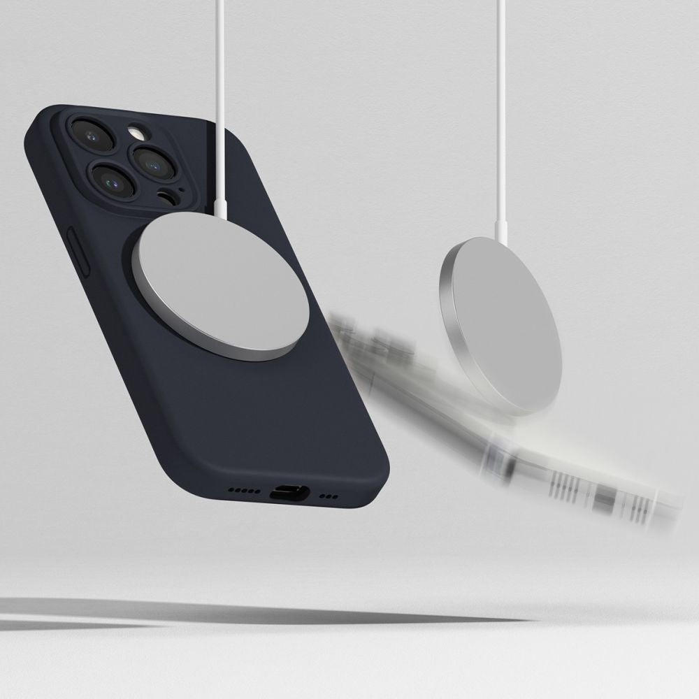 COQUE RINGKE SILICONE MAGNETIQUE MAGSAFE IPHONE 15 PRO BLEU FONCÉ