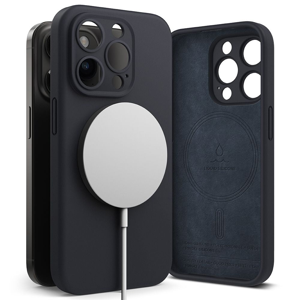COQUE RINGKE SILICONE MAGNETIQUE MAGSAFE IPHONE 15 PRO BLEU FONCÉ