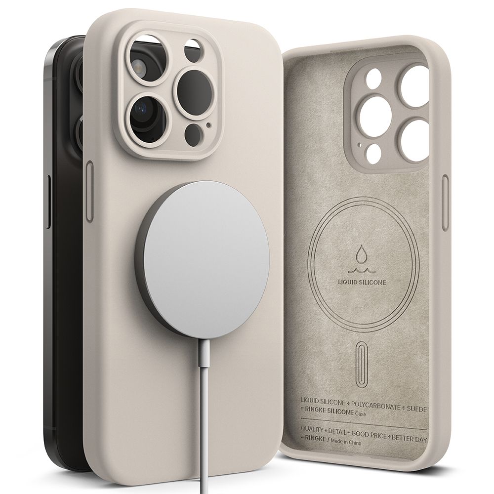 COQUE RINGKE SILICONE MAGNETIQUE MAGSAFE IPHONE 15 PRO MAX STONE