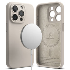 COQUE RINGKE SILICONE MAGNETIQUE MAGSAFE IPHONE 15 PRO STONE