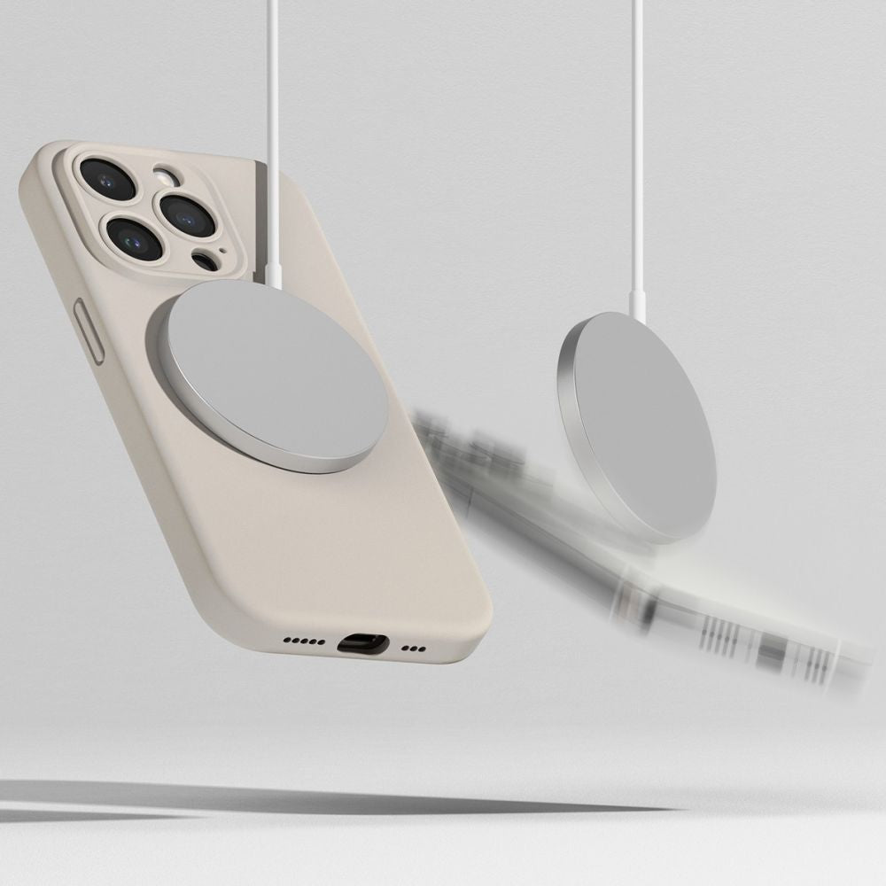 COQUE RINGKE SILICONE MAGNETIQUE MAGSAFE IPHONE 15 PRO STONE