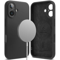 COQUE POUR IPHONE 16 RINGKE SILICONE MAGNETIQUE MAGSAFE NOIRE