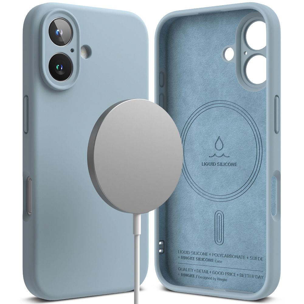 COQUE POUR IPHONE 16 RINGKE SILICONE MAGNETIQUE MAGSAFE BLEUE