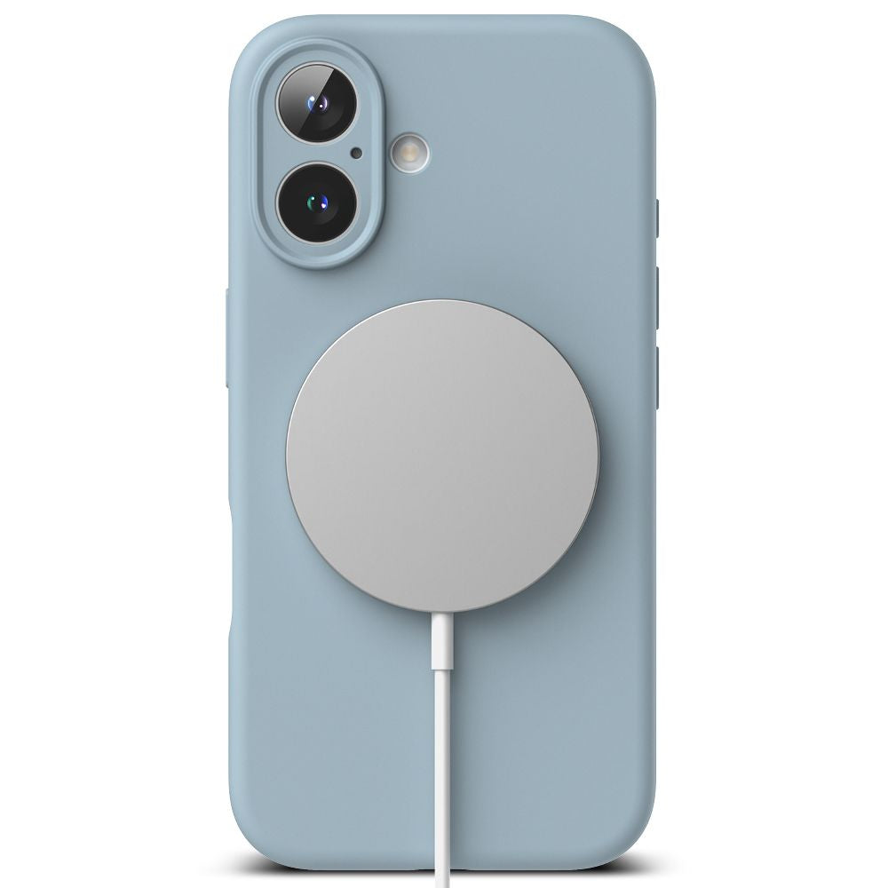 COQUE POUR IPHONE 16 RINGKE SILICONE MAGNETIQUE MAGSAFE BLEUE