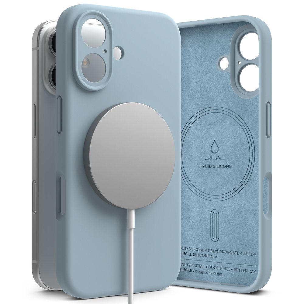 COQUE POUR IPHONE 16 RINGKE SILICONE MAGNETIQUE MAGSAFE BLEUE