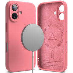 COQUE POUR IPHONE 16 RINGKE SILICONE MAGNETIQUE MAGSAFE ROSE