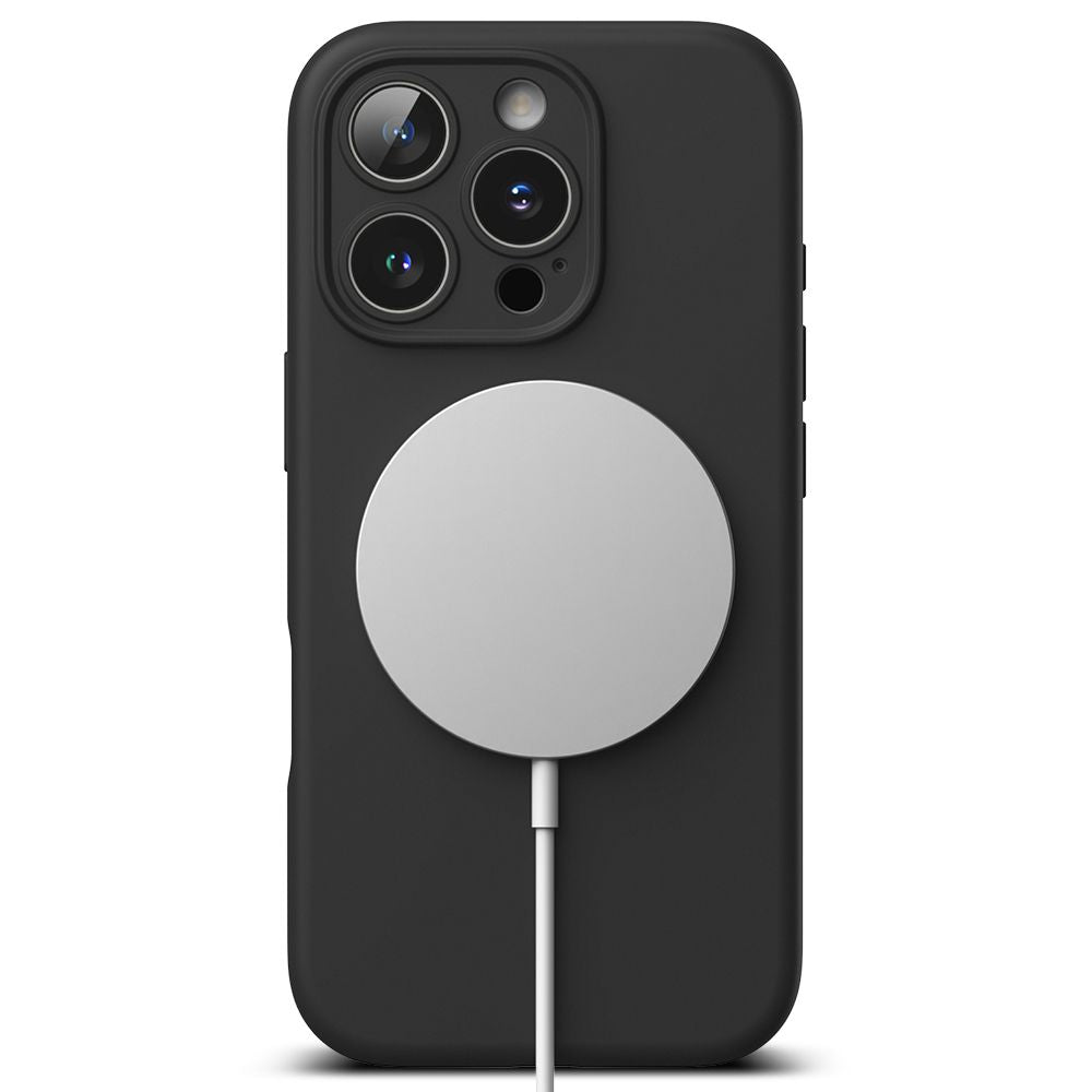 COQUE POUR IPHONE 16 PRO RINGKE SILICONE MAGNETIQUE MAGSAFE NOIRE