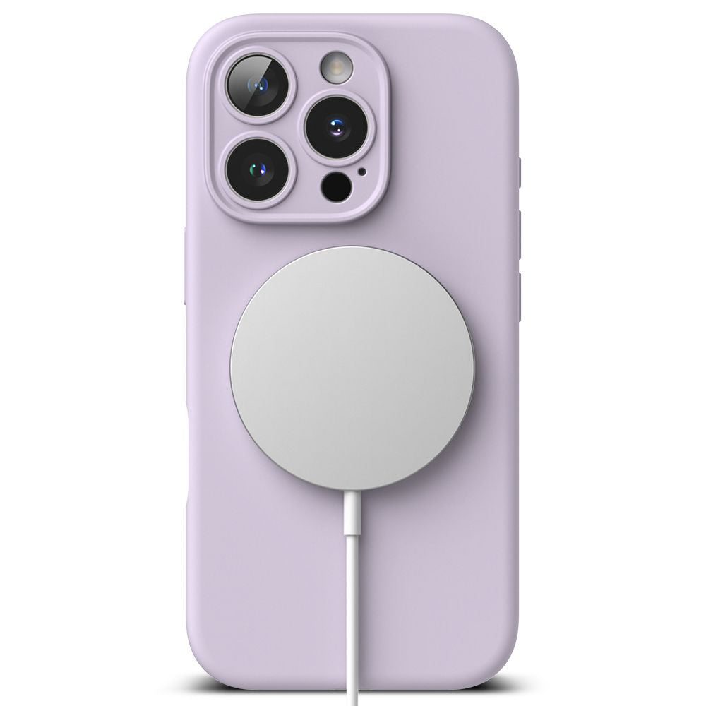 COQUE POUR IPHONE 16 PRO RINGKE SILICONE MAGNETIQUE MAGSAFE VIOLET CLAIR