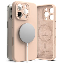 COQUE POUR IPHONE 16 PRO MAX RINGKE SILICONE MAGNETIQUE MAGSAFE SABLE ROSE