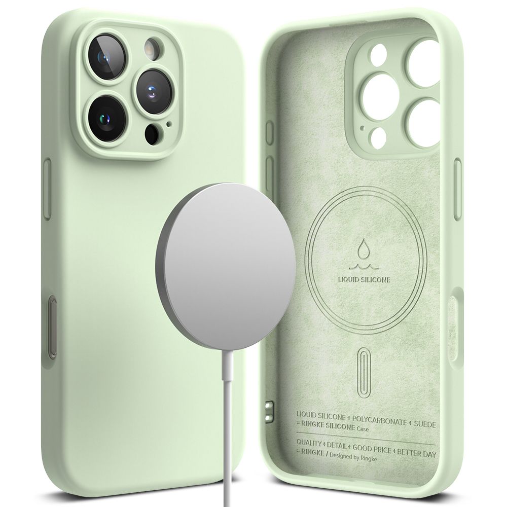 COQUE POUR IPHONE 16 PRO MAX RINGKE SILICONE MAGNETIQUE MAGSAFE SOUPLE MENTHE