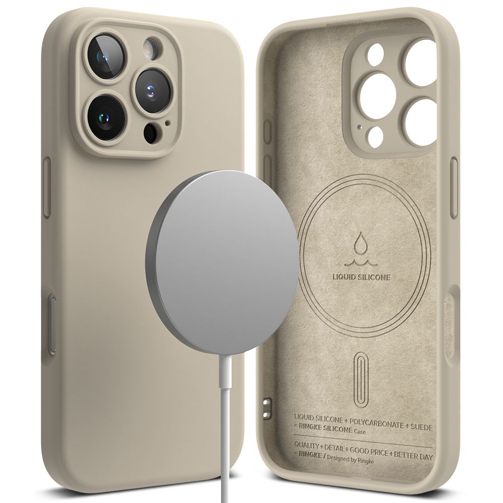 COQUE POUR IPHONE 16 PRO RINGKE SILICONE MAGNETIQUE MAGSAFE STONE
