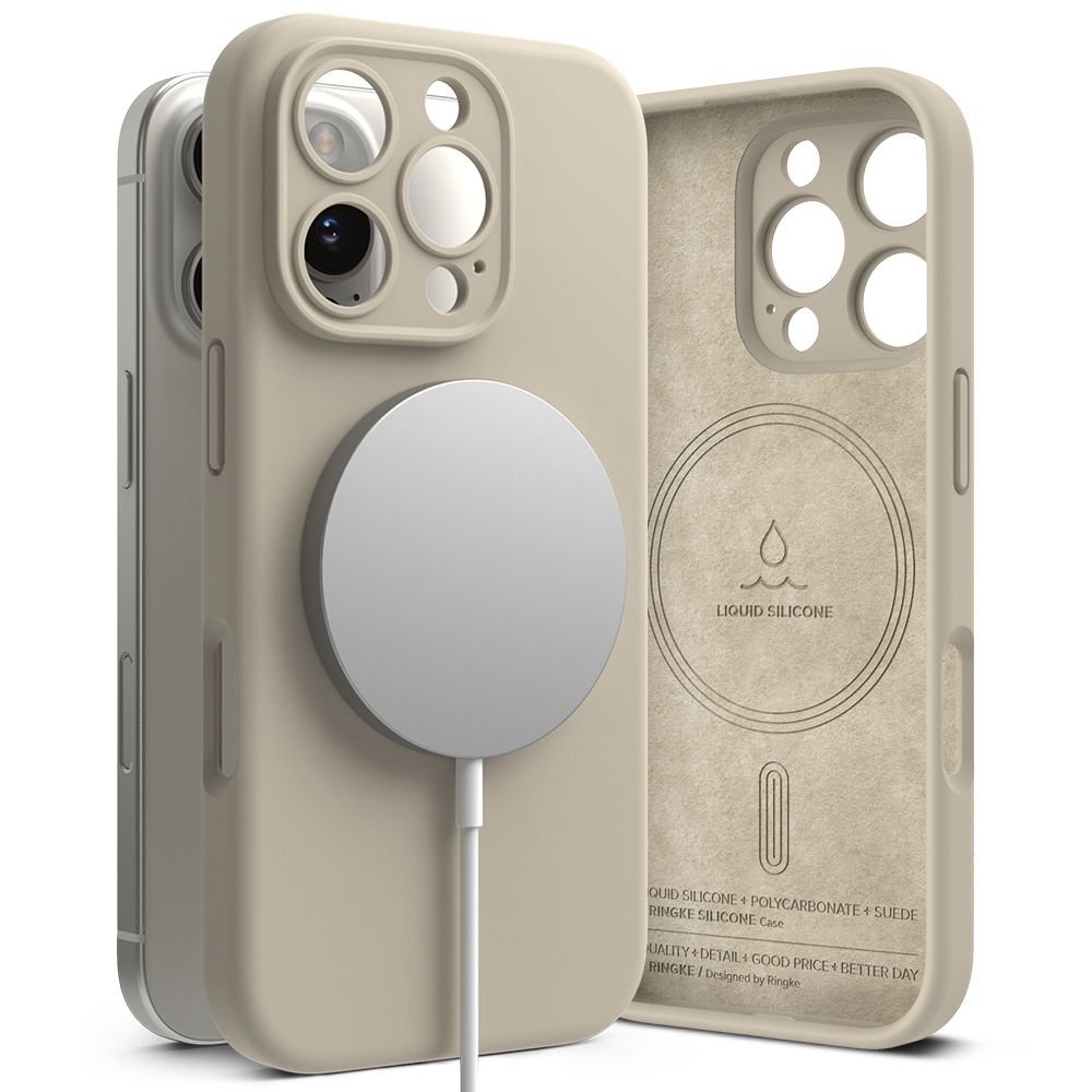 COQUE POUR IPHONE 16 PRO RINGKE SILICONE MAGNETIQUE MAGSAFE STONE