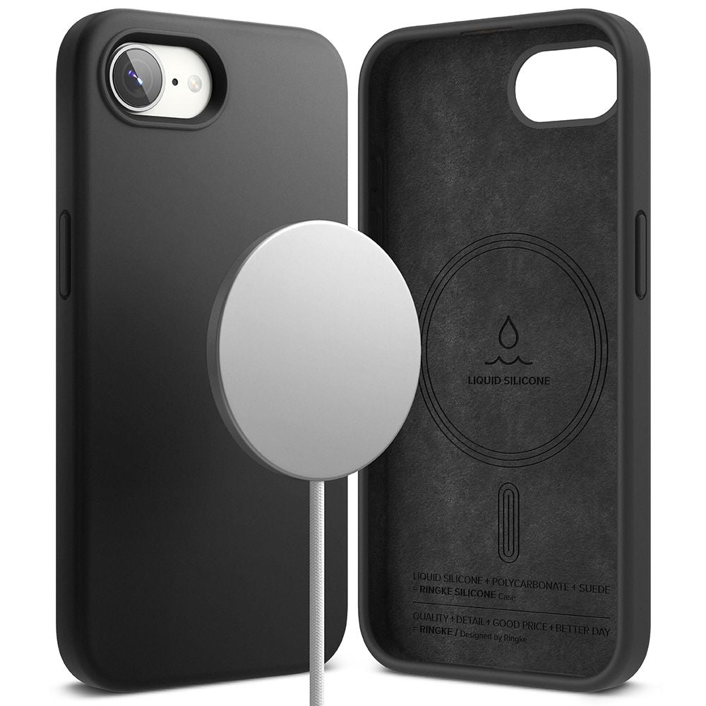 COQUE RINGKE SILICONE MAGNETIQUE MAGSAFE IPHONE 16E NOIRE