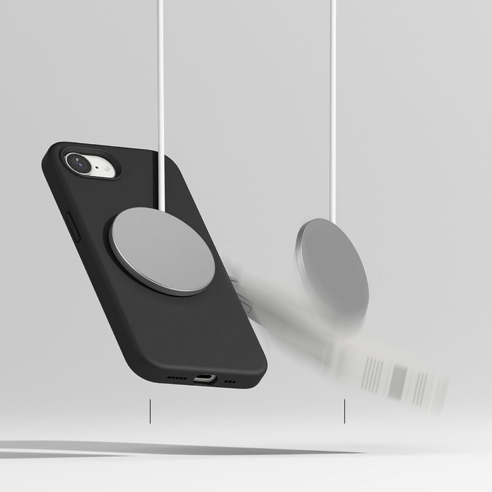 COQUE RINGKE SILICONE MAGNETIQUE MAGSAFE IPHONE 16E NOIRE