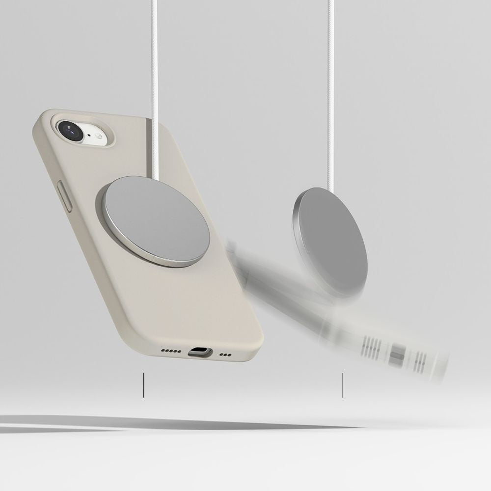 COQUE RINGKE SILICONE MAGNETIQUE MAGSAFE IPHONE 16E STONE