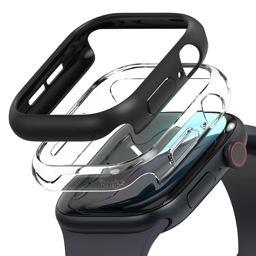 COQUE RINGKE SLIM 2-PACK POUR APPLE WATCH 10 (46 MM) TRANSPARENT & NOIR MAT