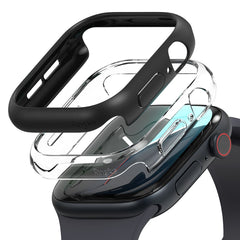 COQUE RINGKE SLIM 2-PACK POUR APPLE WATCH 10 (46 MM) TRANSPARENT & NOIR MAT