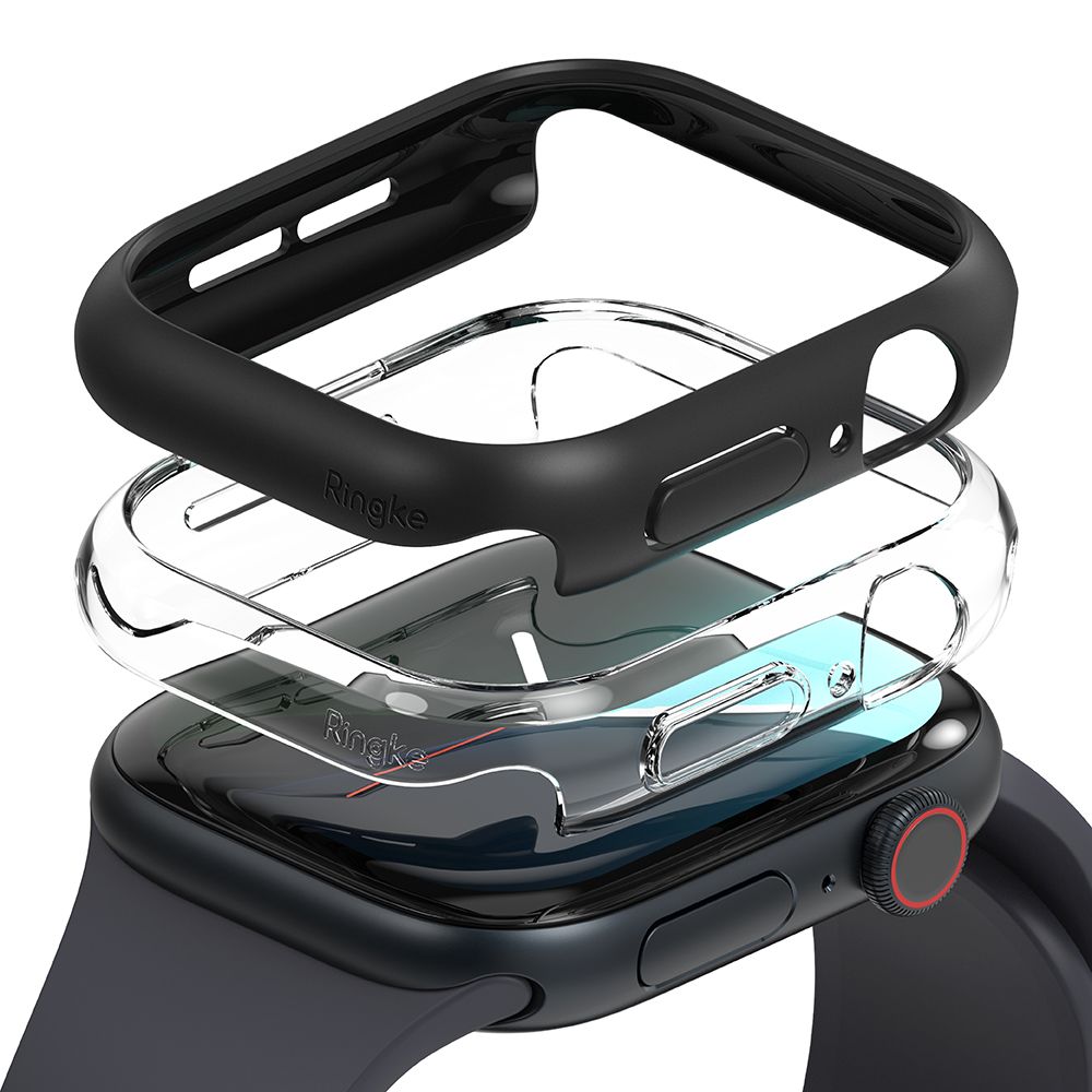 COQUE RINGKE SLIM 2-PACK POUR APPLE WATCH 10 (46 MM) TRANSPARENT & NOIR MAT