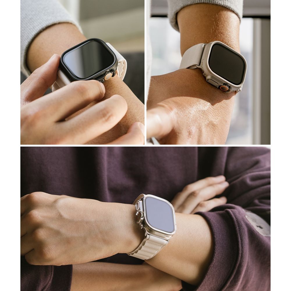 2X COQUE DE PROTECTION POUR APPLE WATCH ULTRA 49 MM RINGKE SLIM 2-PACK TRANSPARENT & NOIR MAT
