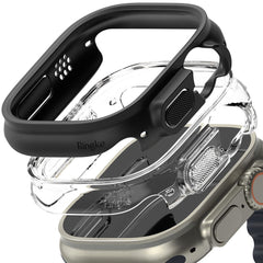 2X COQUE DE PROTECTION POUR APPLE WATCH ULTRA 49 MM RINGKE SLIM 2-PACK TRANSPARENT & NOIR MAT