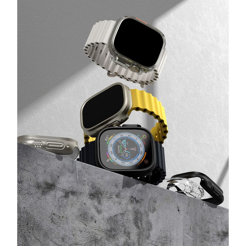 2X COQUE DE PROTECTION POUR APPLE WATCH ULTRA 49 MM RINGKE SLIM 2-PACK TRANSPARENT & NOIR MAT