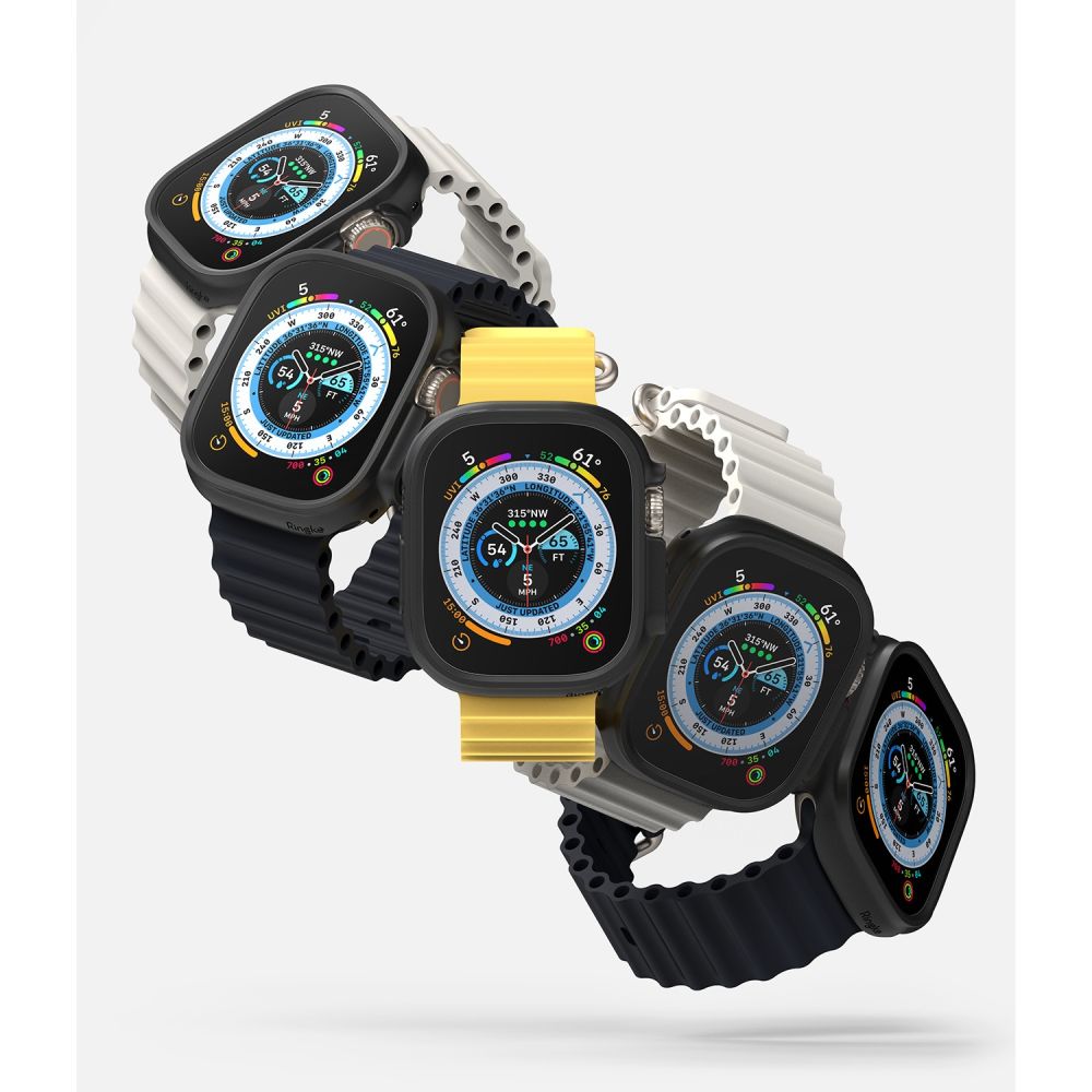 2X COQUE DE PROTECTION POUR APPLE WATCH ULTRA 49 MM RINGKE SLIM 2-PACK TRANSPARENT & NOIR MAT