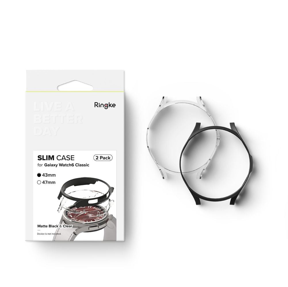 COQUE RINGKE SLIM 2-PACK GALAXY WATCH 6 CLASSIC (43 MM) TRANSPARENT & NOIRE
