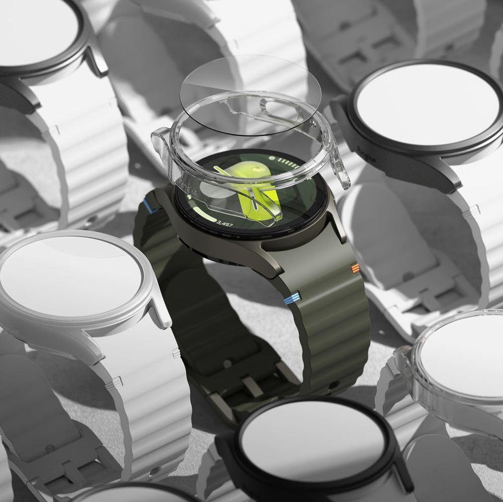 COQUE DE PROTECTION AVEC VERRE TREMPÉ POUR SAMSUNG GALAXY WATCH 7 (44 MM) RINGKE SLIM & VERRE TREMPÉ TITANE NOIR