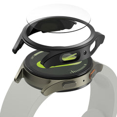 COQUE DE PROTECTION AVEC VERRE TREMPÉ POUR SAMSUNG GALAXY WATCH 7 (44 MM) RINGKE SLIM & VERRE TREMPÉ TITANE NOIR