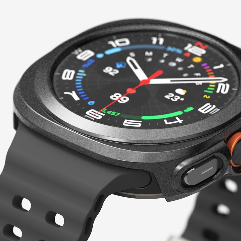 COQUE DE PROTECTION AVEC VERRE TREMPÉ POUR SAMSUNG GALAXY WATCH ULTRA (47 MM) RINGKE SLIM & VERRE TREMPÉ TITANE NOIR