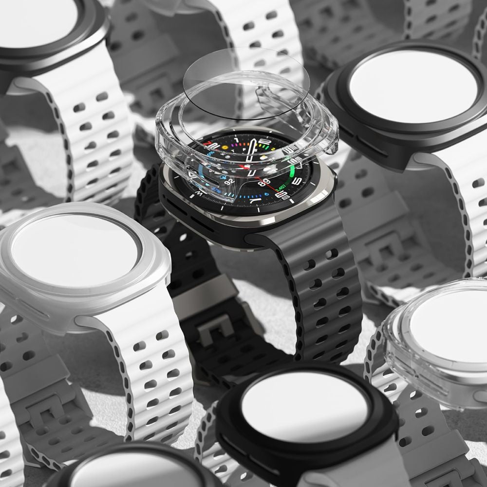 COQUE DE PROTECTION AVEC VERRE TREMPÉ POUR SAMSUNG GALAXY WATCH ULTRA (47 MM) RINGKE SLIM & VERRE TREMPÉ TITANE NOIR