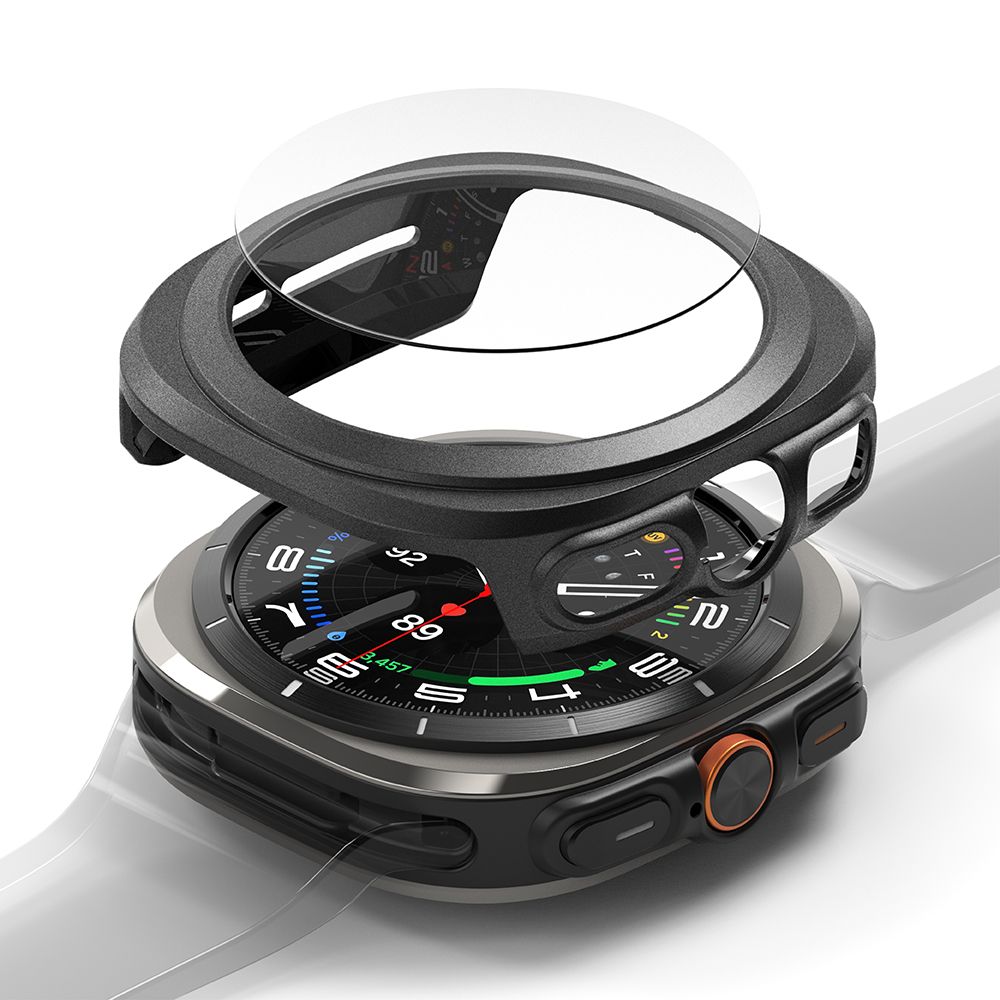COQUE DE PROTECTION AVEC VERRE TREMPÉ POUR SAMSUNG GALAXY WATCH ULTRA (47 MM) RINGKE SLIM & VERRE TREMPÉ TITANE NOIR