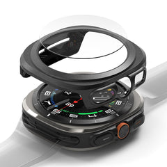 COQUE DE PROTECTION AVEC VERRE TREMPÉ POUR SAMSUNG GALAXY WATCH ULTRA (47 MM) RINGKE SLIM & VERRE TREMPÉ TITANE NOIR
