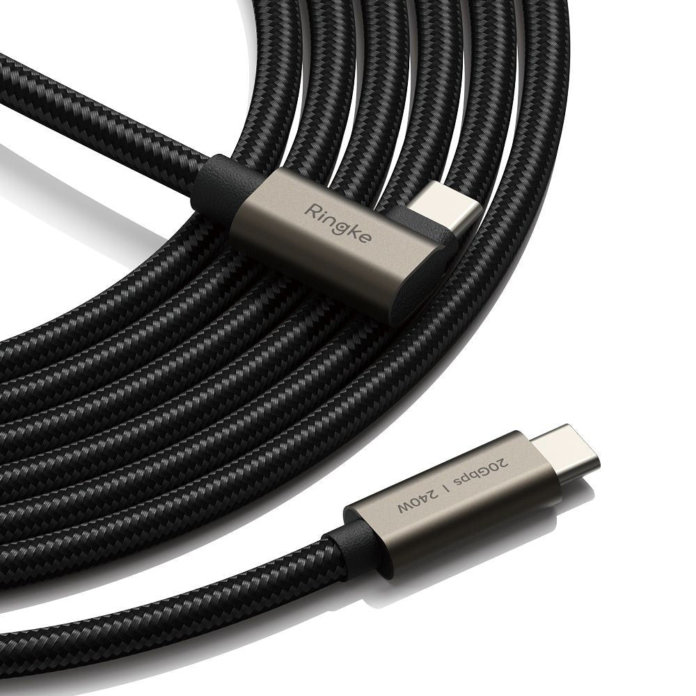 CÂBLE RINGKE USB 3.2 GEN 2X2 TYPE-C À 90 DEGRÉS PD240W 100CM NOIR