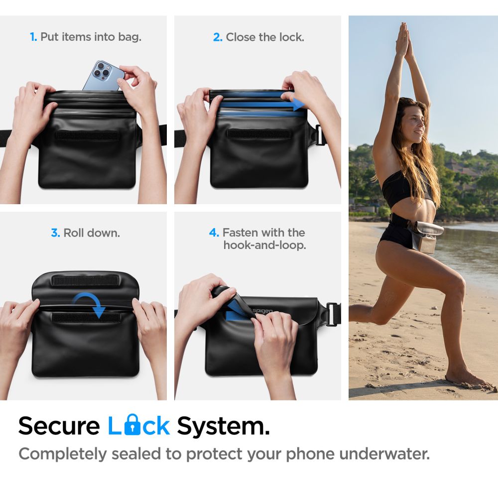 SAC À DOS ÉTANCHE SPIGEN A620 SAC À LA CEINTURE ÉTANCHE NOIR