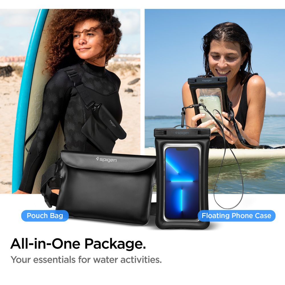 COQUE ÉTANCHE SPIGEN A621 COQUE ÉTANCHE UNIVERSELLE & SAC DE TAILLE NOIR