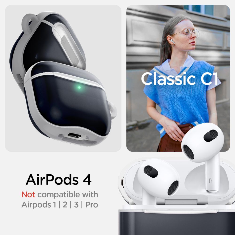 COQUE SPIGEN CLASSIC C1 APPLE AIRPODS 4 GRIS ANTHRACITE