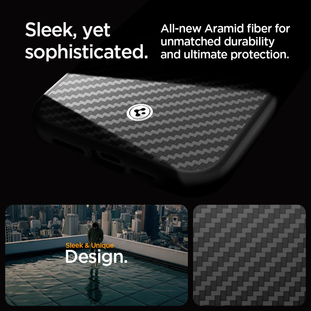 COQUE SPIGEN ENZO ARAMID MAG MAGSAFE IPHONE 15 PRO MAX NOIR MAT