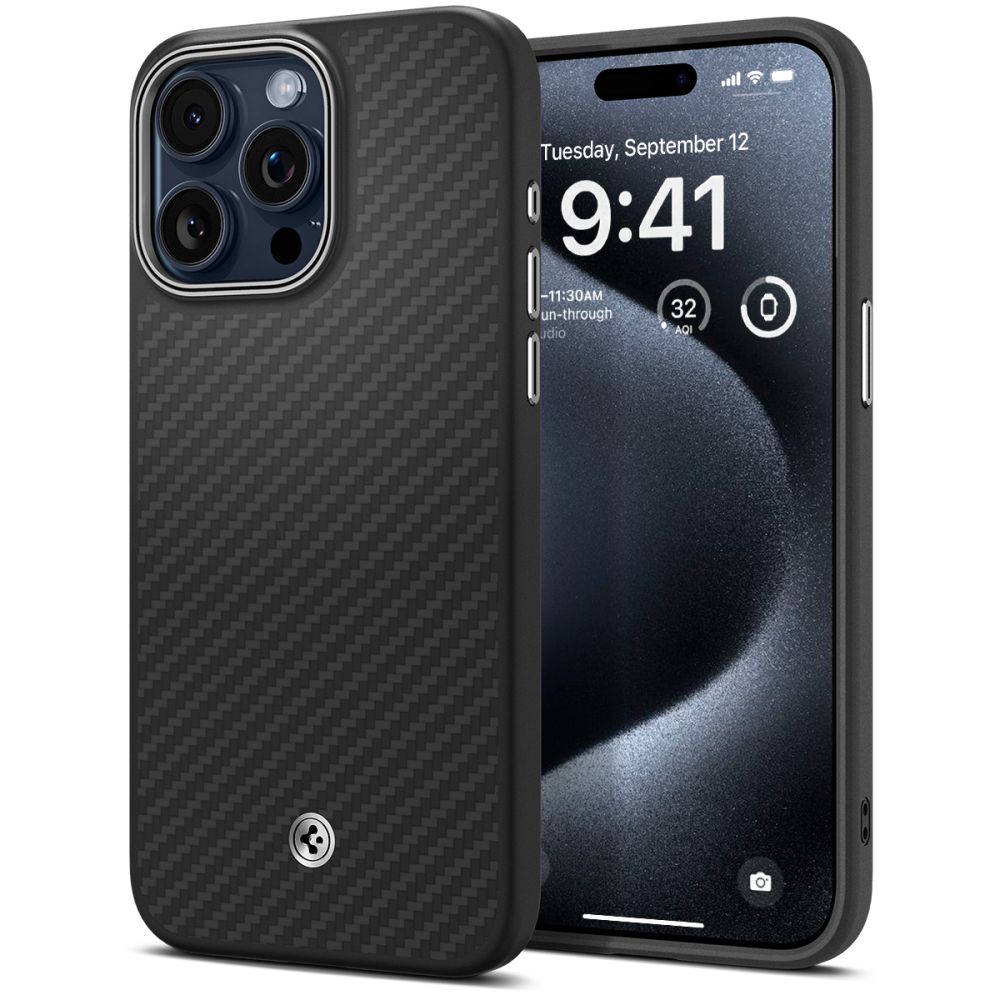 COQUE SPIGEN ENZO ARAMID MAG MAGSAFE IPHONE 15 PRO MAX NOIR MAT