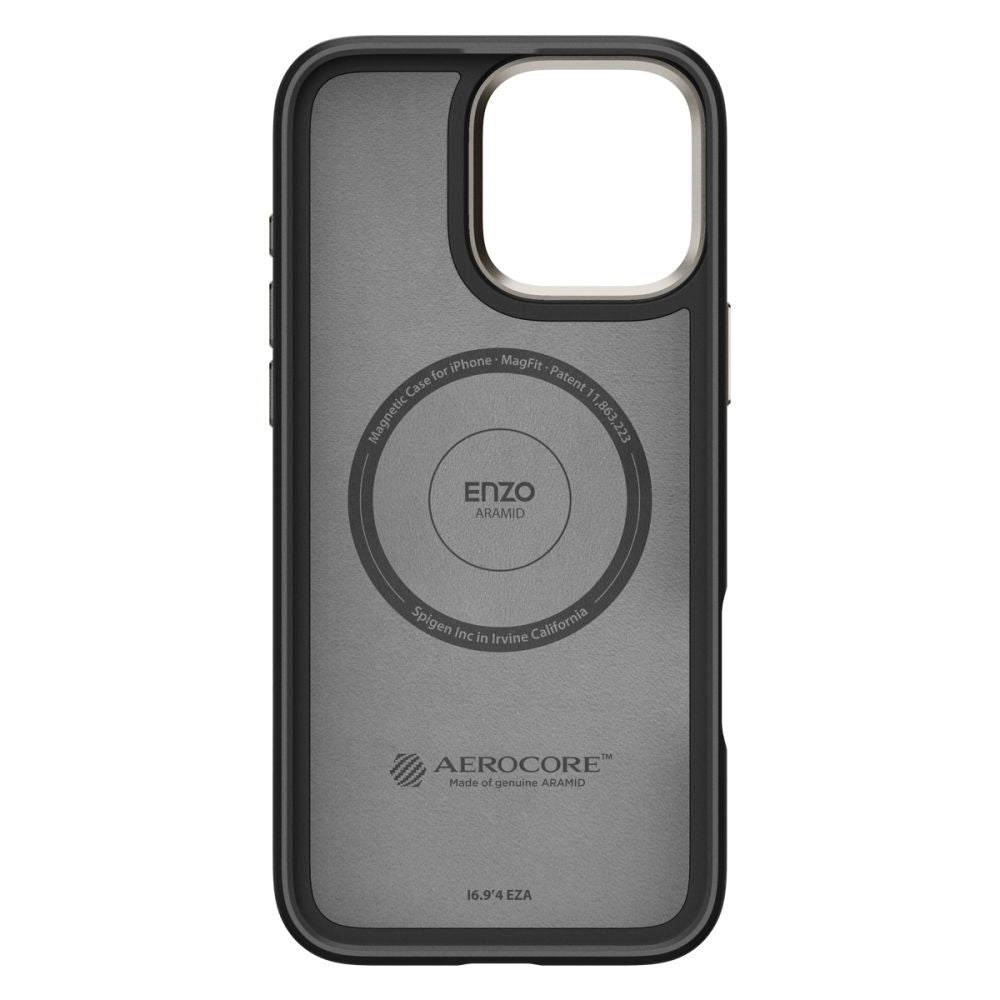 COUVERTURE SPIGEN ENZO ARAMID MAG MAGSAFE IPHONE 16 PRO NOIR/NATUREL