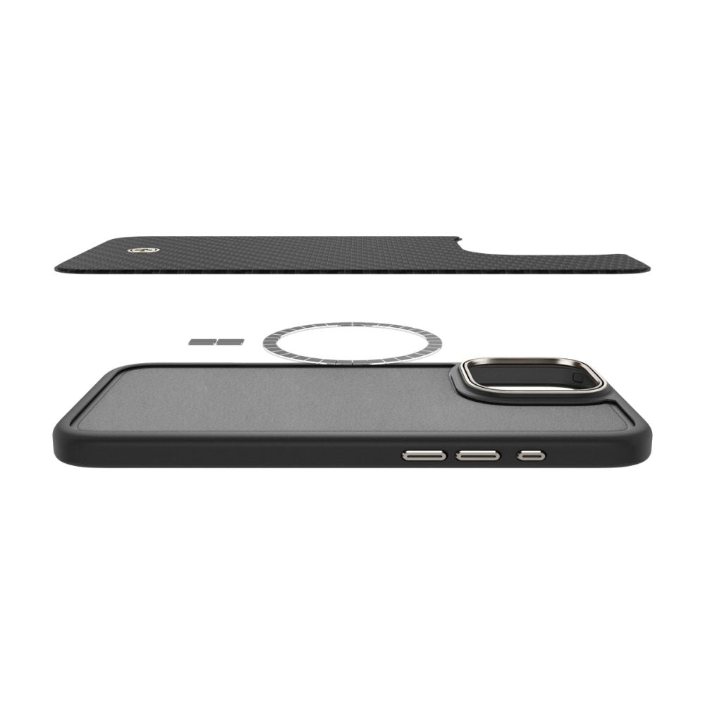 COUVERTURE SPIGEN ENZO ARAMID MAG MAGSAFE IPHONE 16 PRO NOIR/NATUREL