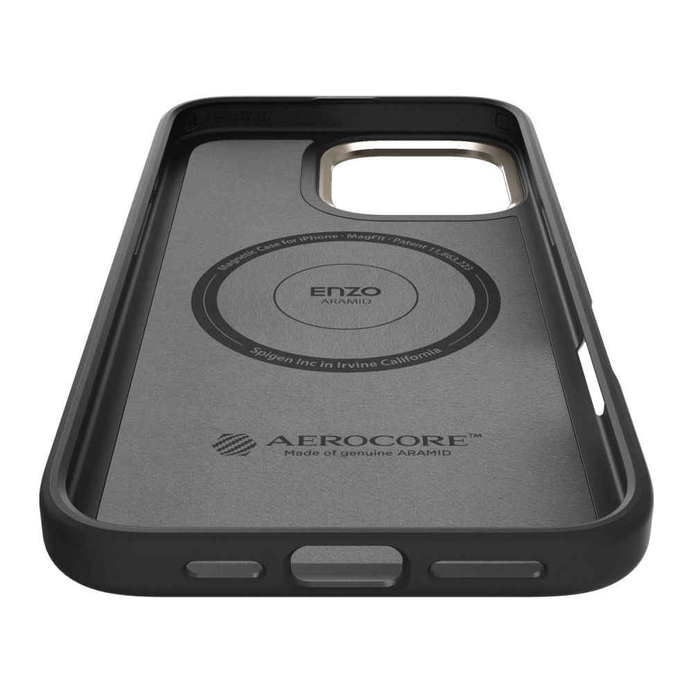 COUVERTURE SPIGEN ENZO ARAMID MAG MAGSAFE IPHONE 16 PRO NOIR/NATUREL