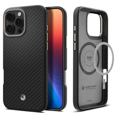 COUVERCLE SPIGEN ENZO ARAMID MAG MAGSAFE IPHONE 16 PRO MAX NOIR/NATUREL