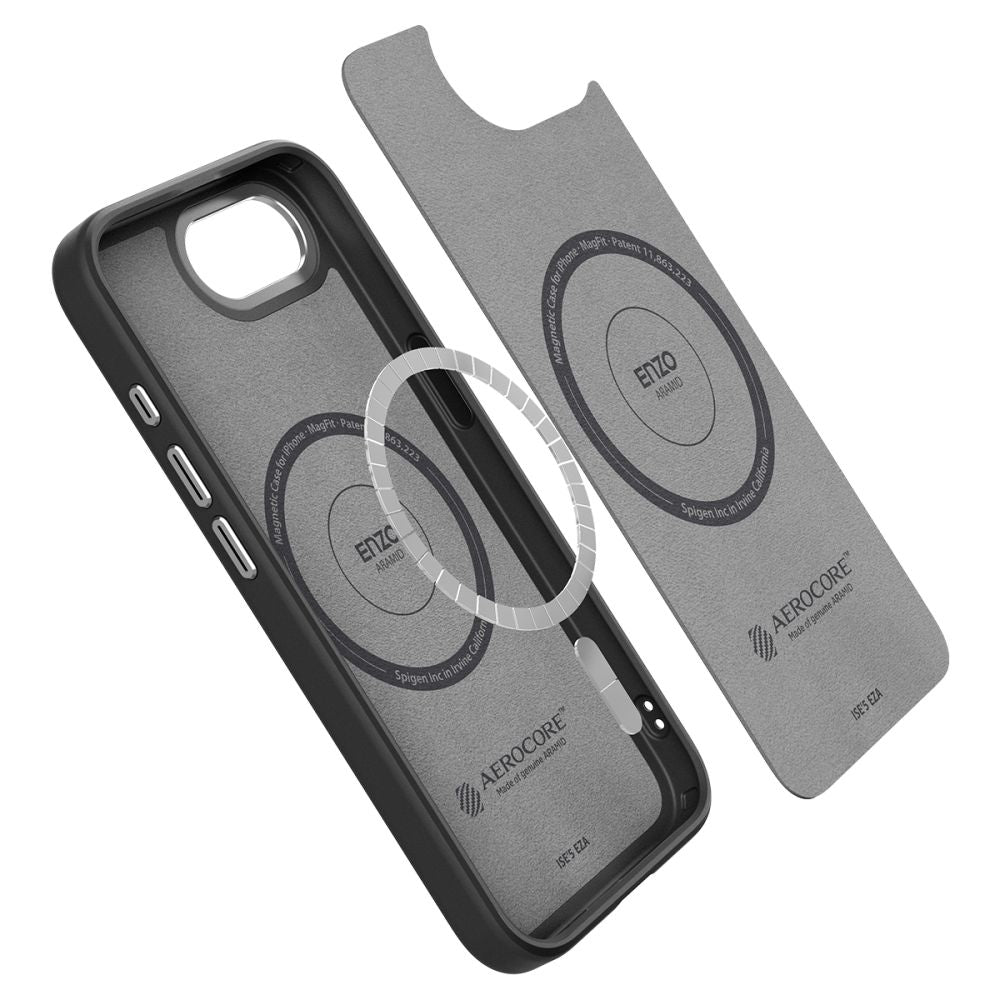 COUVERCLE SPIGEN ENZO ARAMID MAG MAGSAFE IPHONE 16E NOIR MAT