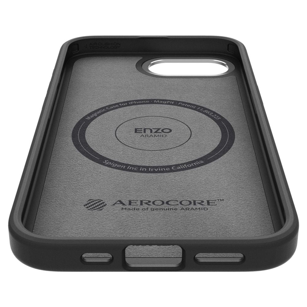 COUVERCLE SPIGEN ENZO ARAMID MAG MAGSAFE IPHONE 16E NOIR MAT