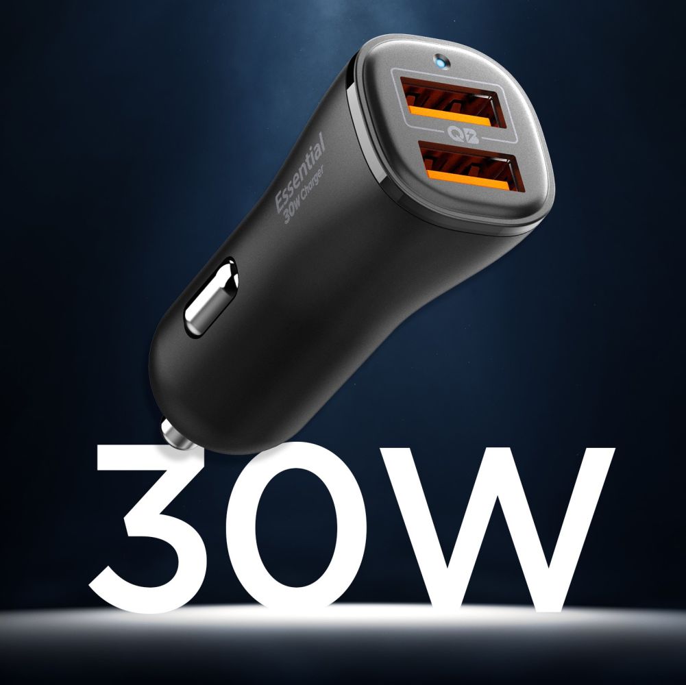 Chargeur de voiture SPIGEN ESSENTIAL EV302 2 ports 30W noir