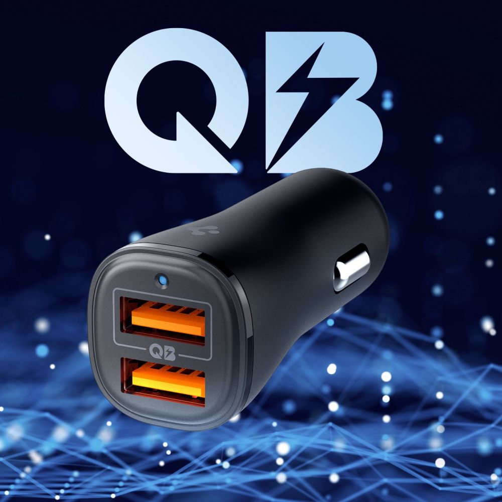 Chargeur de voiture SPIGEN ESSENTIAL EV302 2 ports 30W noir