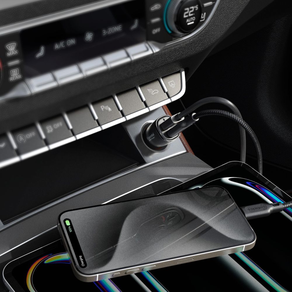 SPIGEN EV482 ARCSTATION CHARGEUR DE VOITURE ESSENTIEL 48W NOIR