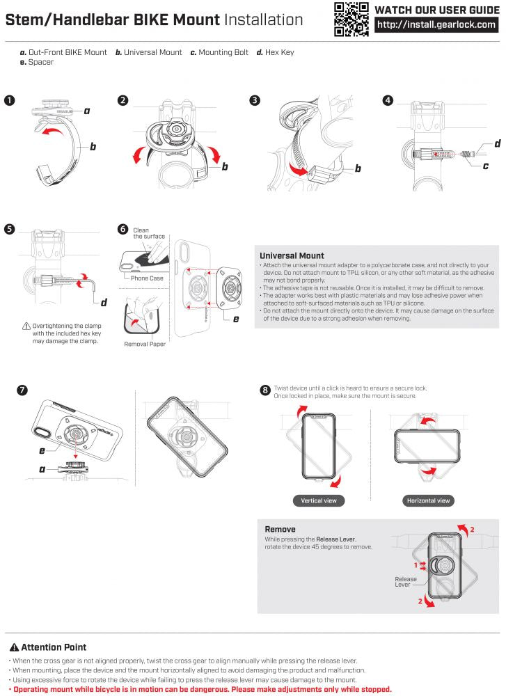 SUPPORT DE TÉLÉPHONE MOBILE POUR VÉLO SPIGEN GEARLOCK MS100 MONTAGE SUR GUIDON